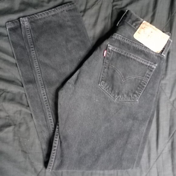 Vintage Levi's 501 Preshrunk Button Fly Black Denim Jeans 32x30 - Picture 1 of 9